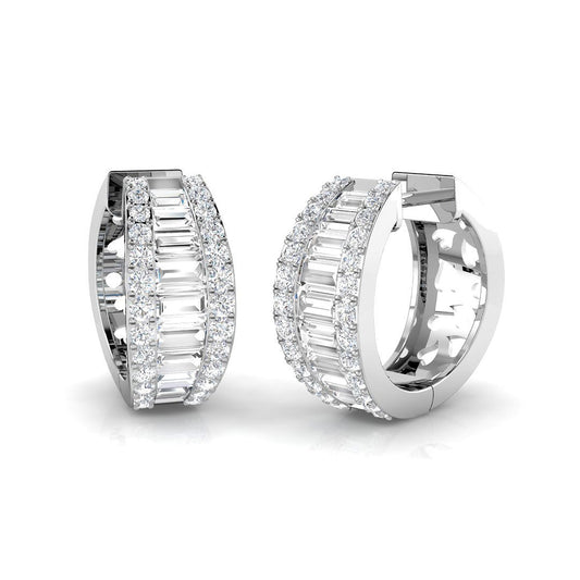 Hoop Earrings with Triple Row Mixed Diamonds | 1.5ct-2.5ct