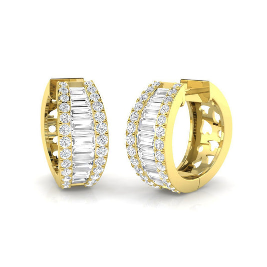Hoop Earrings with Triple Row Mixed Diamonds | 1.5ct-2.5ct