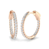 1.50 Carat Natural & Lab-Grown Round Cut Diamond Hoop Earrings | Pavé Setting