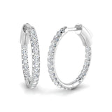 1.50 Carat Natural & Lab-Grown Round Cut Diamond Hoop Earrings | Pavé Setting