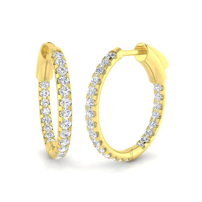 1.50 Carat Natural & Lab-Grown Round Cut Diamond Hoop Earrings | Pavé Setting