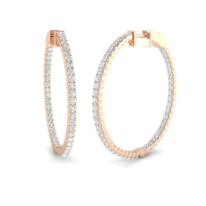 Natural/Lab-Grown Round Cut Diamond Hoop Earring in 9K/18K Gold - UK Made