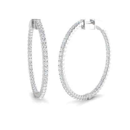 Natural/Lab-Grown Round Cut Diamond Hoop Earring in 9K/18K Gold - UK Made