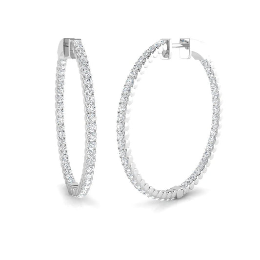Natural/Lab-Grown Round Cut Diamond Hoop Earring in 9K/18K Gold - UK Made