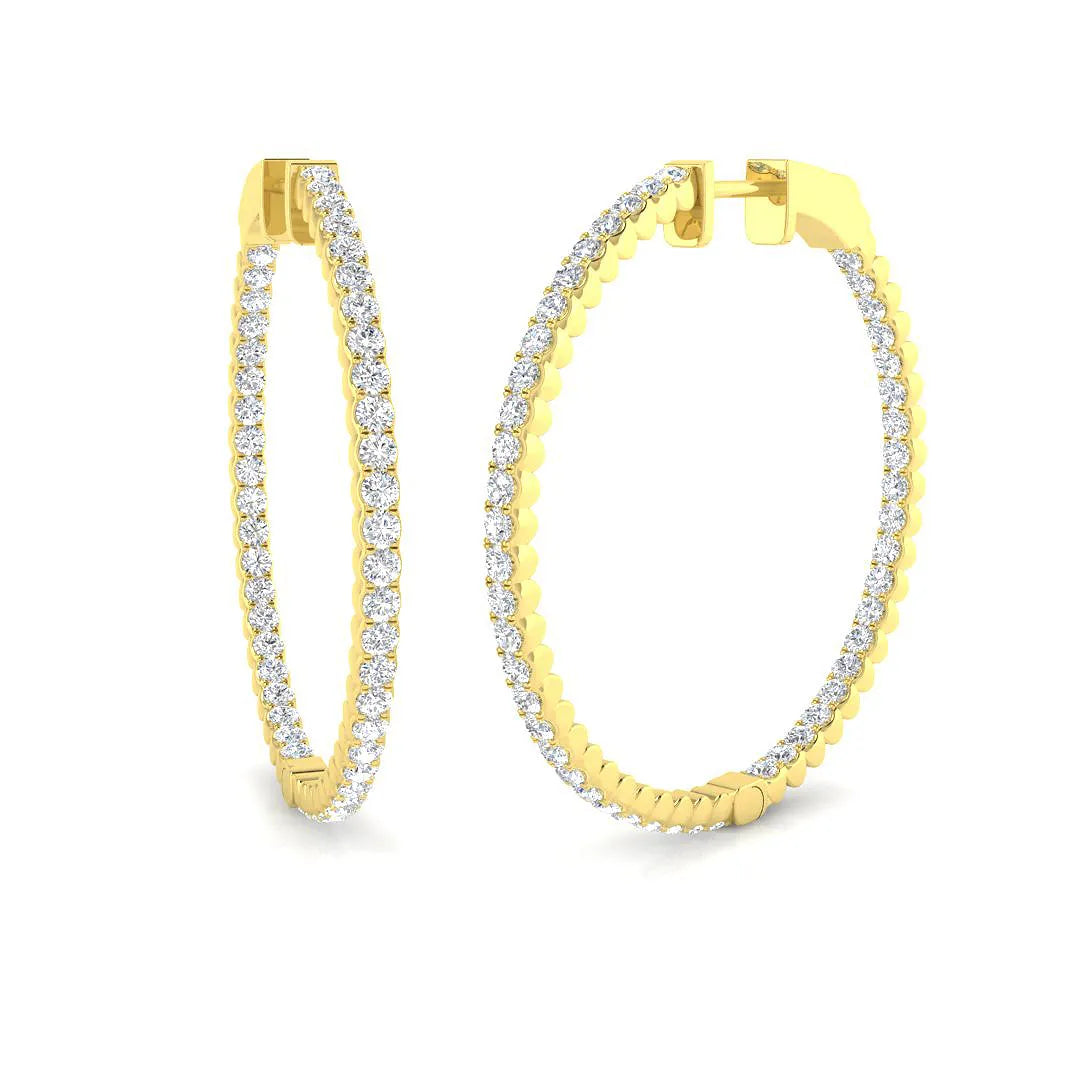 Natural/Lab-Grown Round Cut Diamond Hoop Earring in 9K/18K Gold - UK Made
