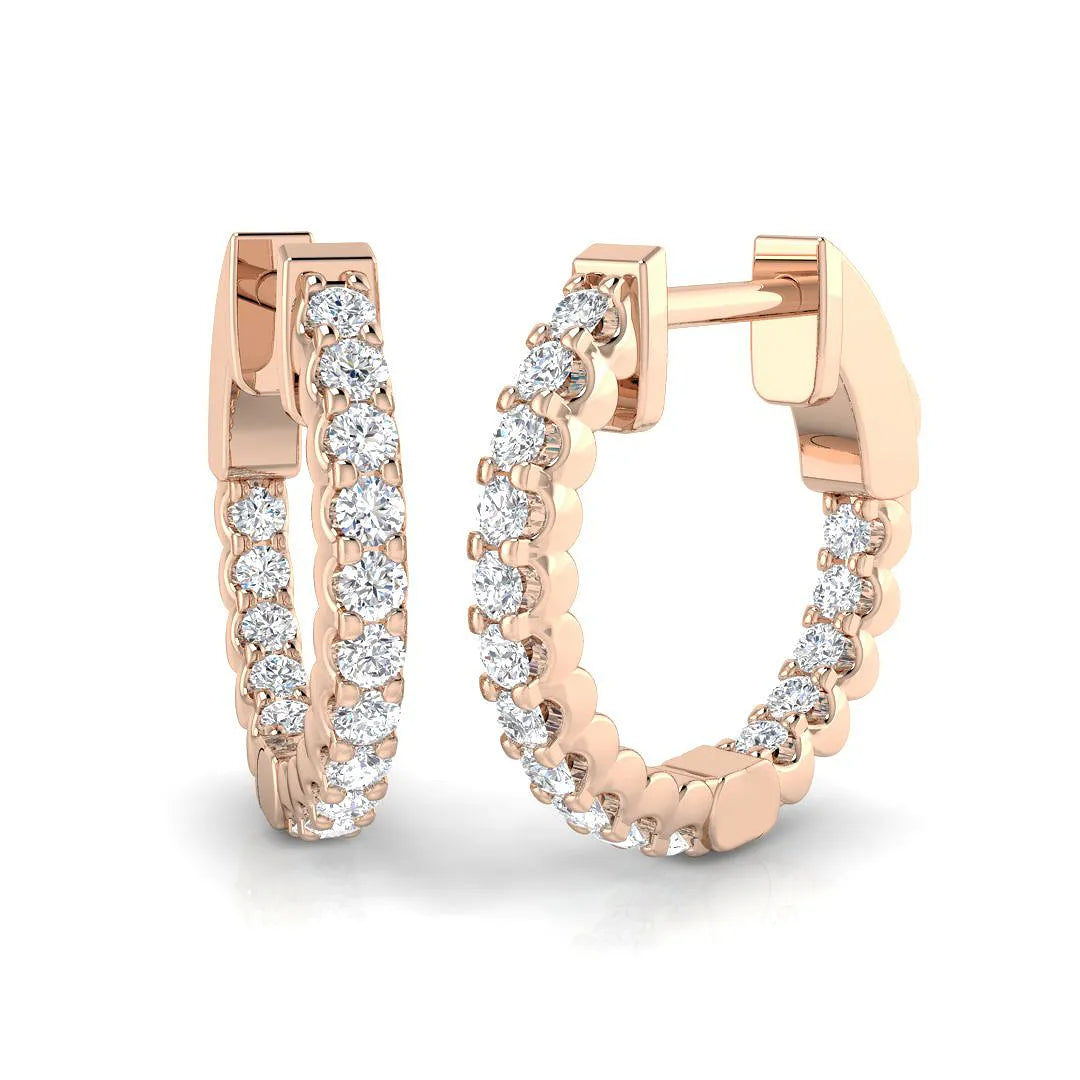 Natural & Lab-Grown Round Cut Diamond Hoop Earrings | U-Prong Set