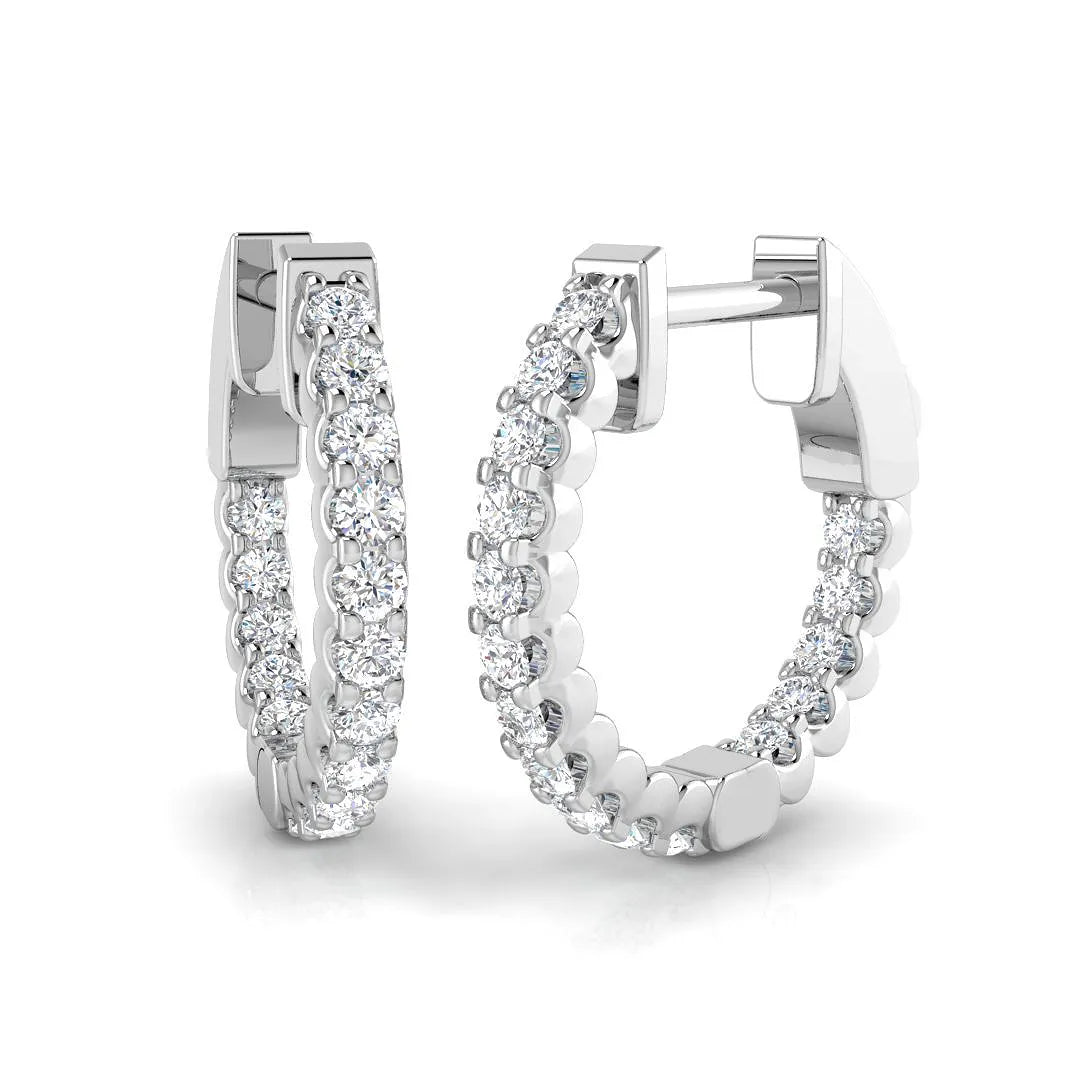 Natural & Lab-Grown Round Cut Diamond Hoop Earrings | U-Prong Set