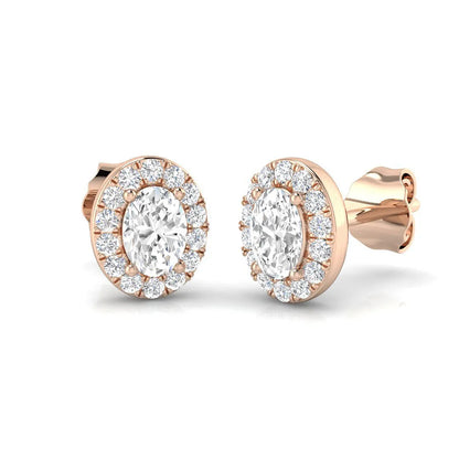3.00 Ct Lab Grown Oval Cut Diamond Halo Earrings | DE/VVS