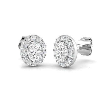 3.00 Ct Lab Grown Oval Cut Diamond Halo Earrings | DE/VVS