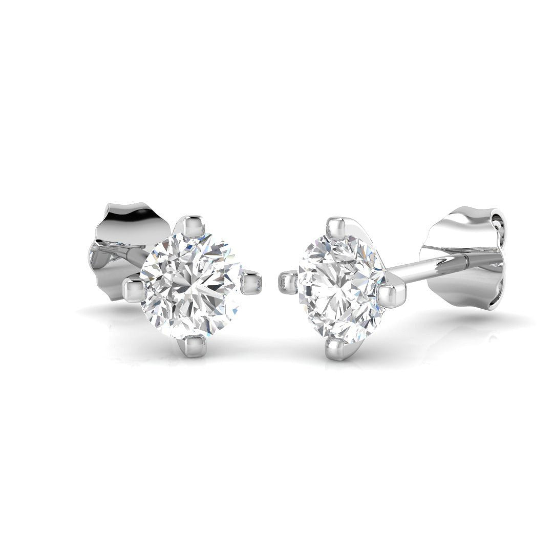 Solitaire Diamond Earrings with Round Brilliant Cut