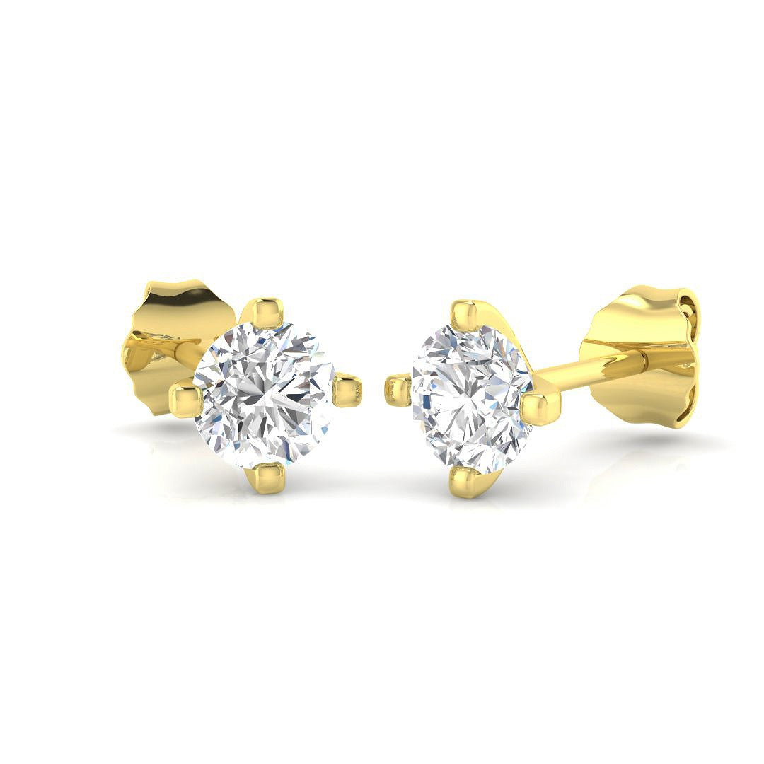 Solitaire Diamond Earrings with Round Brilliant Cut