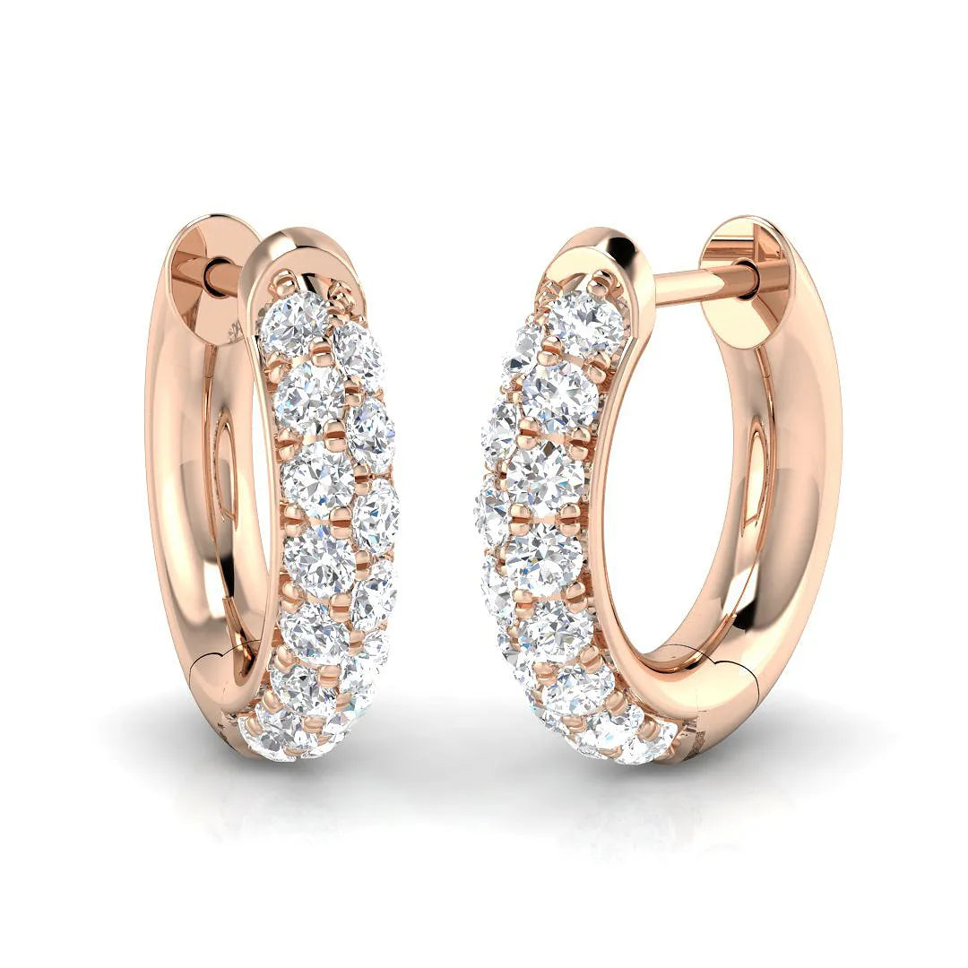 0.40 Ct Natural & Lab-Grown Round Cut Diamond Hoop Earrings | Pavé Set