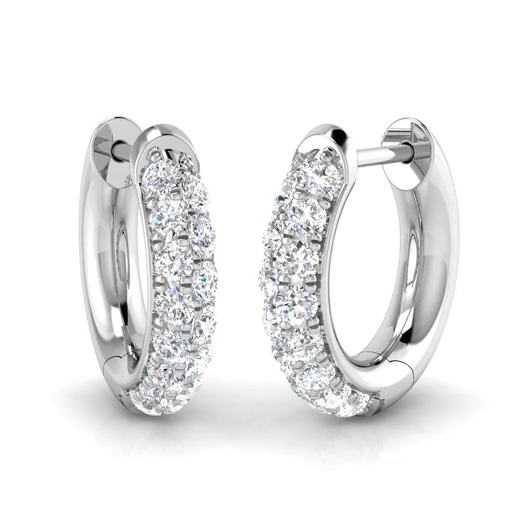 0.40 Ct Natural & Lab-Grown Round Cut Diamond Hoop Earrings | Pavé Set