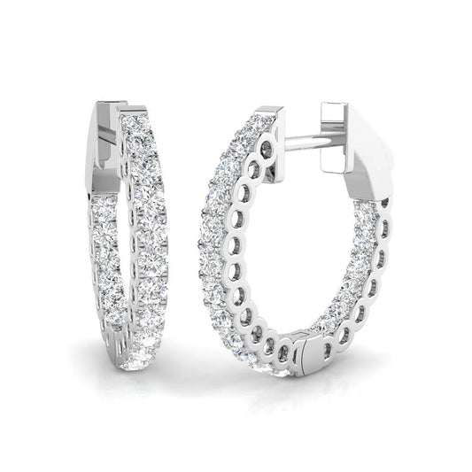 0.75 Carat Natural/Lab-Grown Round Cut Diamond Hoop Earring in Gold-Made UK