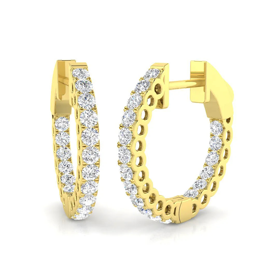 0.75 Carat Natural/Lab-Grown Round Cut Diamond Hoop Earring in Gold-Made UK
