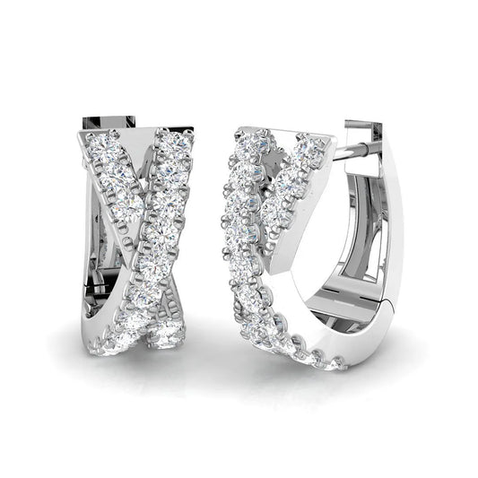 Natural/Lab-Grown Round Diamond Hoop Earring in Gold - UK Hallmarked