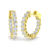 Boucles d'oreilles créoles en or 9 carats poinçonné, serties de diamants de laboratoire