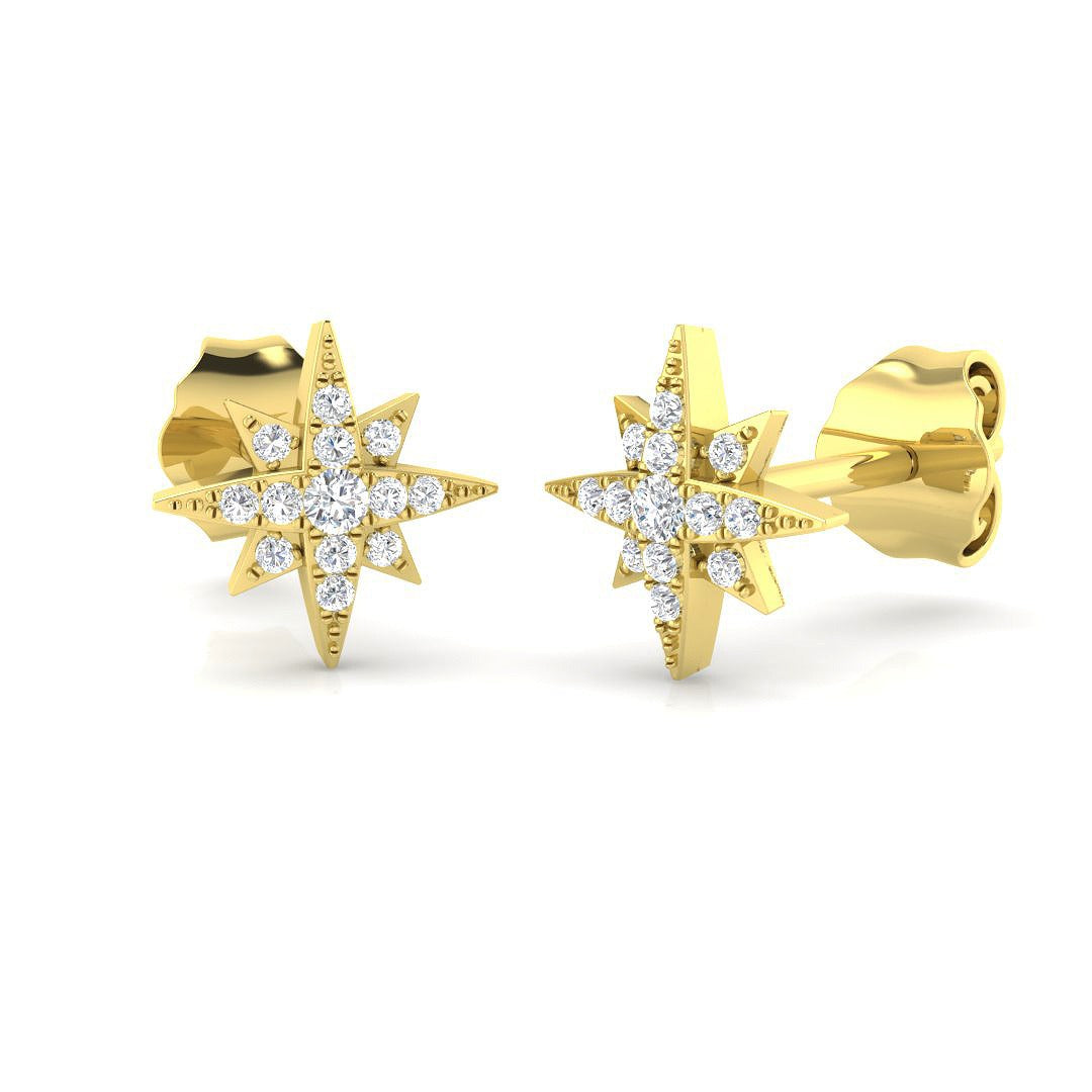 9ct Yellow Gold 0.08ct Natural Diamond Fancy Earrings