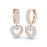 1.75 Carat Round & Baguette Cut Diamond Drop Earring In Hallmarked Gold