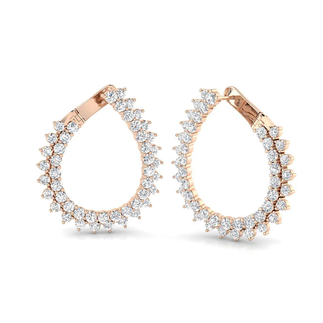 Natural & Lab-Grown Round Cut Diamond Twisted Hoop Earrings | Prong Set