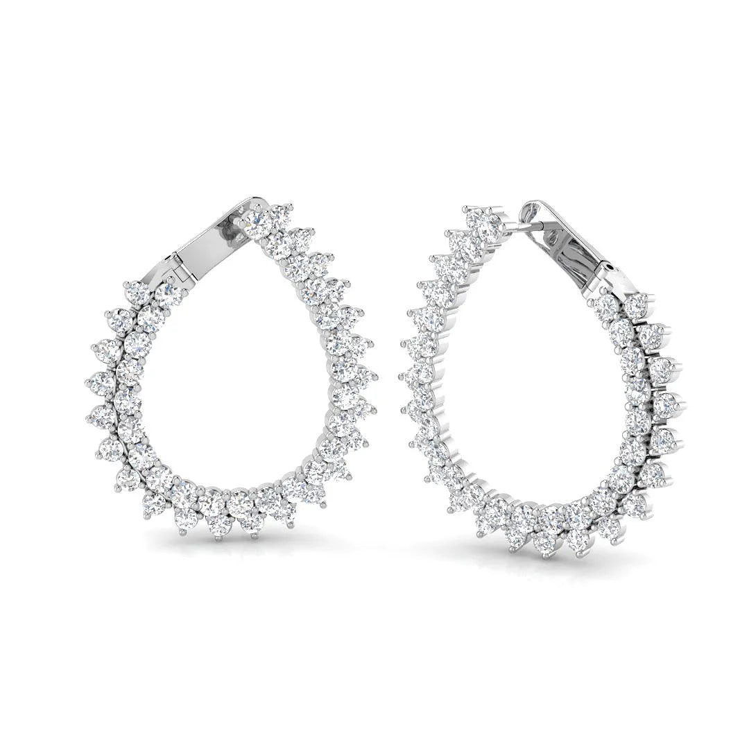 Natural & Lab-Grown Round Cut Diamond Twisted Hoop Earrings | Prong Set