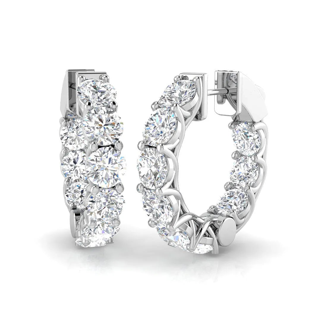 8.75 Ct Natural & Lab-Grown Round Cut Diamond Hoop Earrings | Prong Set