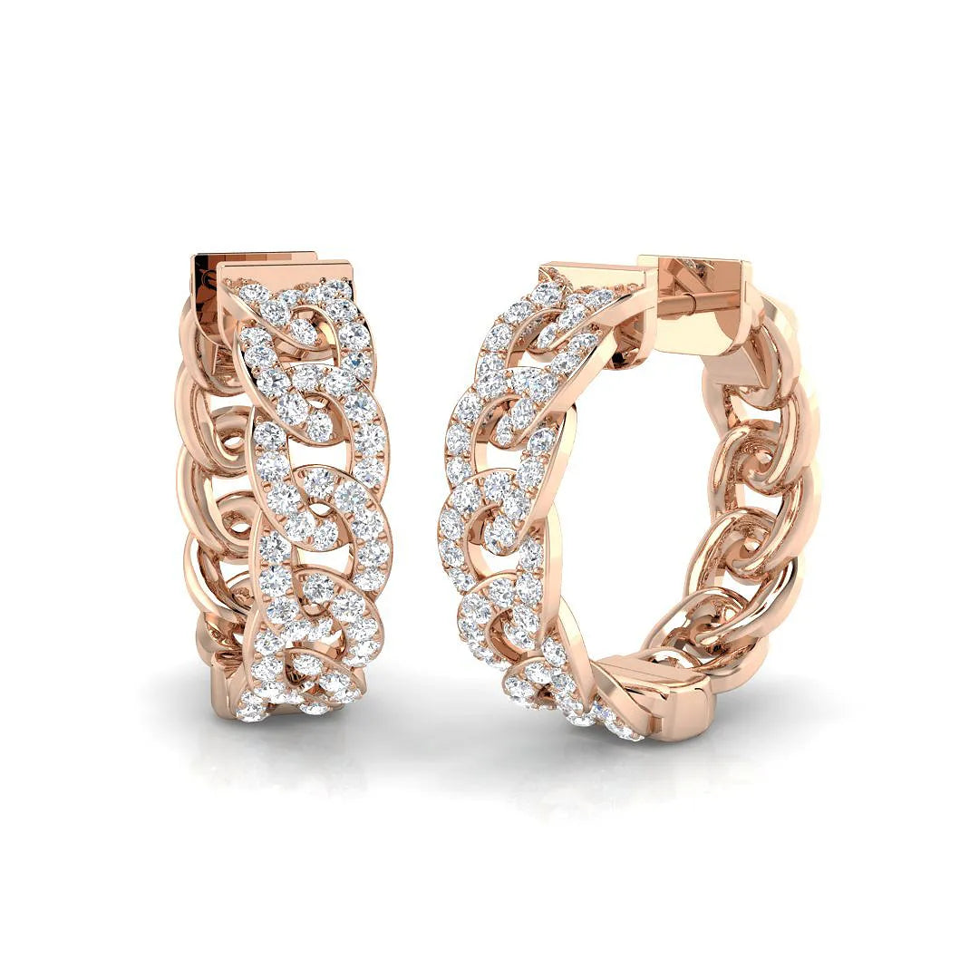 1.00 Carat Natural/Lab-Grown Round Diamond Hoop Earring in Gold - UK Made