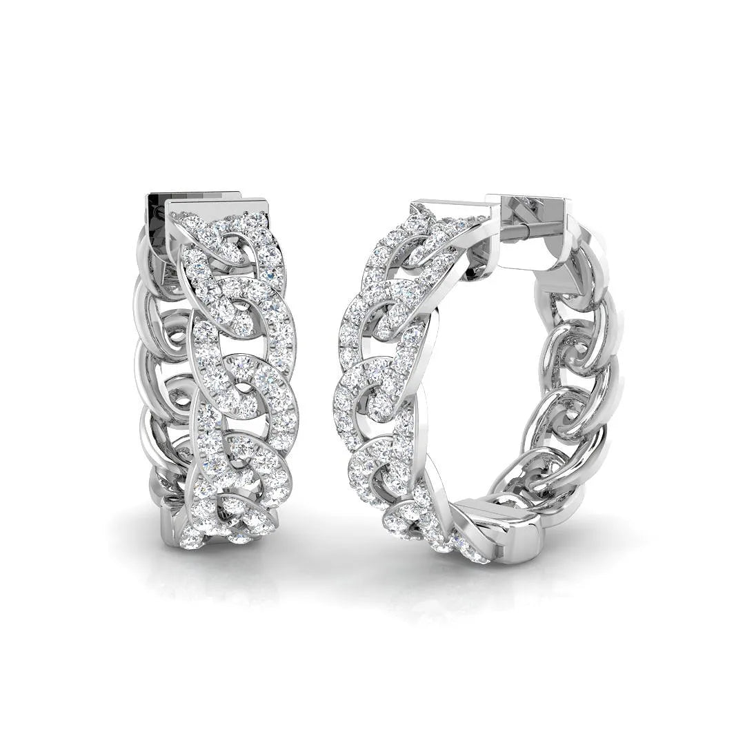 1.00 Carat Natural/Lab-Grown Round Diamond Hoop Earring in Gold - UK Made