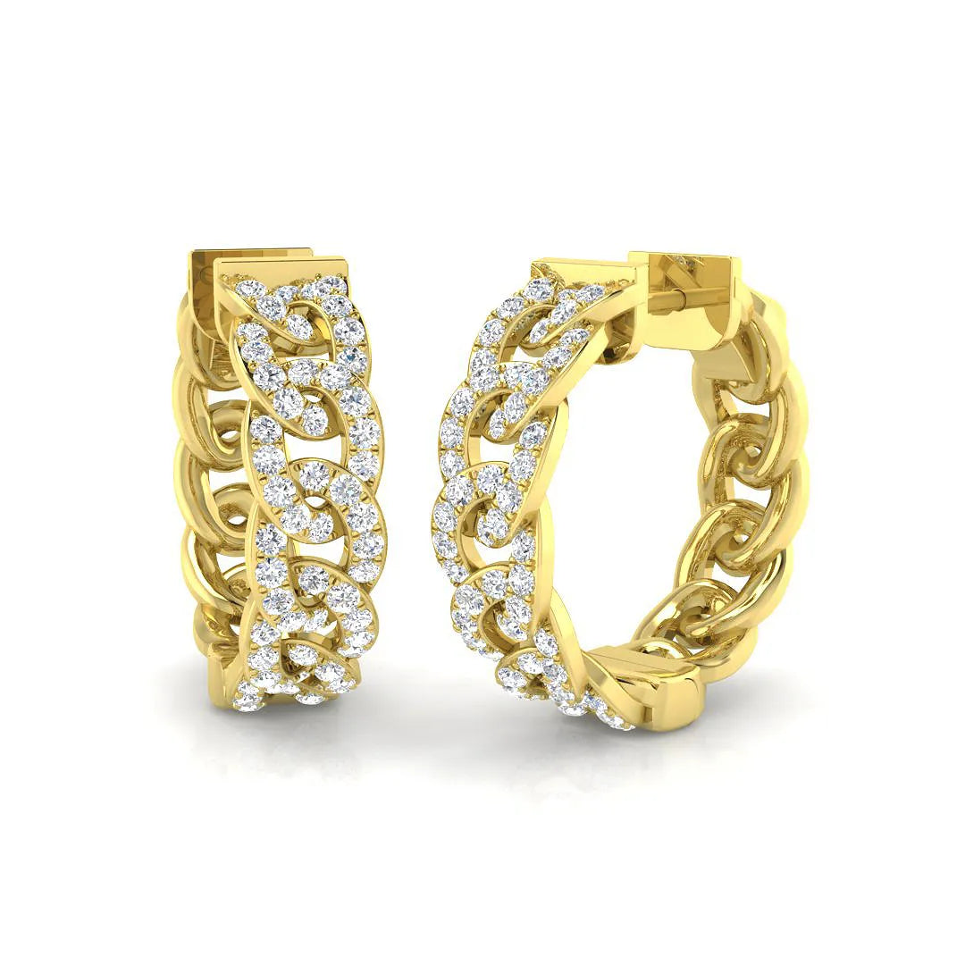 1.00 Carat Natural/Lab-Grown Round Diamond Hoop Earring in Gold - UK Made