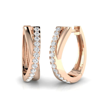 0.30 Ct Natural & Lab-Grown Round Cut Diamond Hoop Earrings | Pavé Set