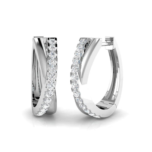 Natural & Lab-Grown Round Diamond Hoop Earring in Gold - UK Made