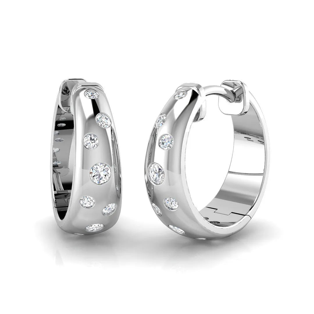 0.25 Ct Natural & Lab-Grown Round Cut Diamond Hoop Earrings | Flush Set