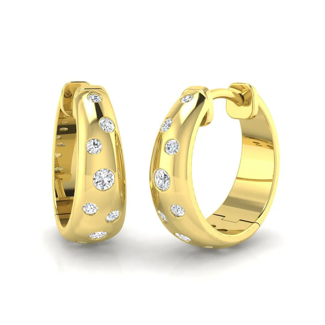 0.25 Ct Natural & Lab-Grown Round Cut Diamond Hoop Earrings | Flush Set