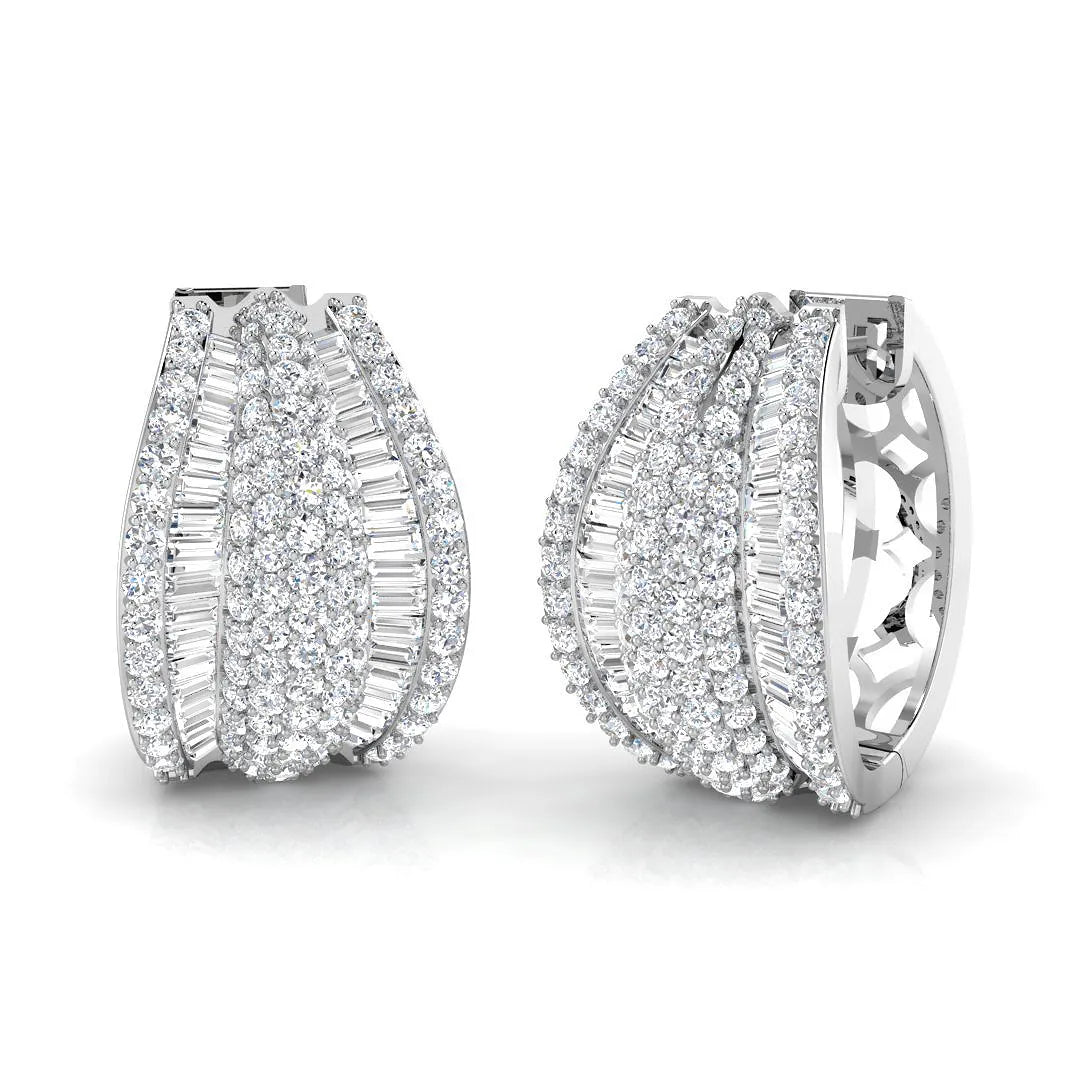 Natural & Lab-Grown Round & Baguette Diamond Hyperbola Hoop Earrings