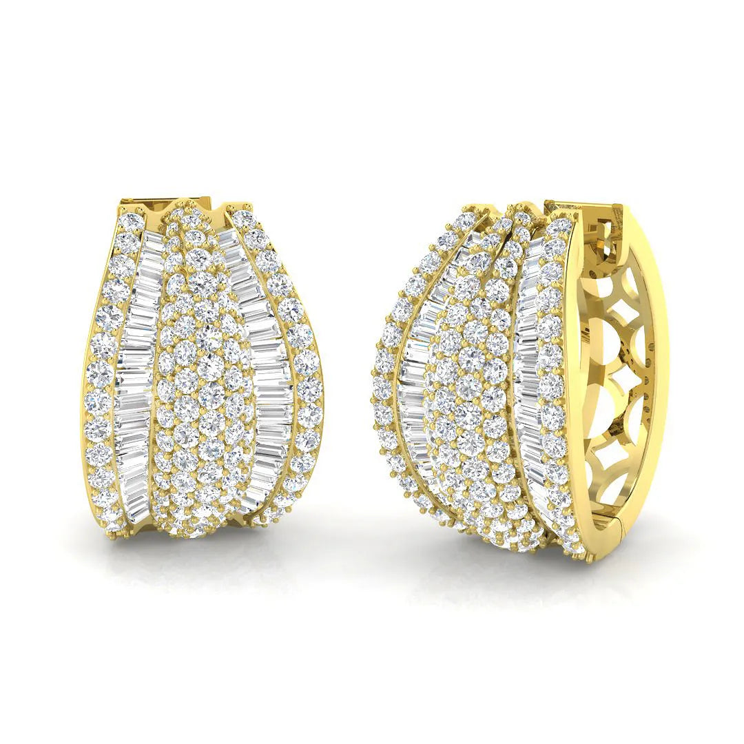 Natural & Lab-Grown Round & Baguette Diamond Hyperbola Hoop Earrings