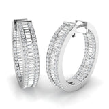 Baguette & Round Diamond Hoop Earring | Natural & Lab-Grown Diamonds | 2.50-3.50 Carat