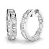Natural & Lab-Grown Baguette Diamond Hoops | Bezel Setting | Gold & Platinum
