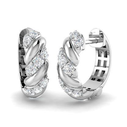 Twist Crossover Diamond Hoop Earrings Natural & Lab-Grown | Round Cut Design in 0.30 Carat