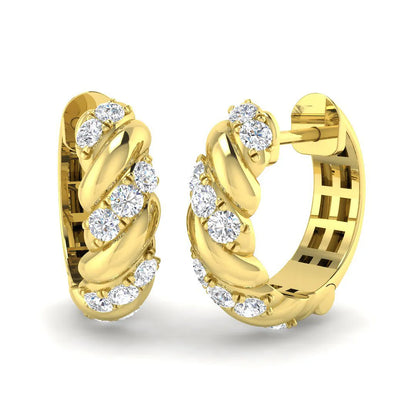 Twist Crossover Diamond Hoop Earrings Natural & Lab-Grown | Round Cut Design in 0.30 Carat