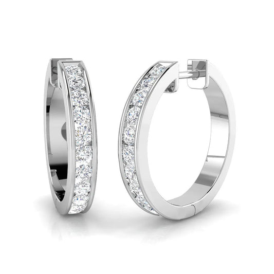 0.95 Carat Lab Grown Diamond Hoop Earring in 9K Hallmarked Gold