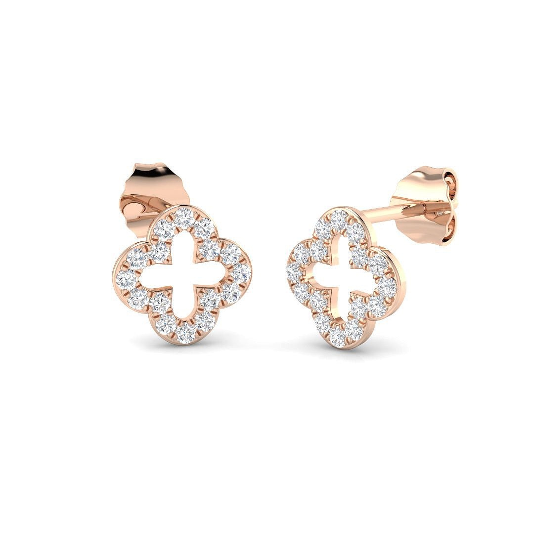 Deavy Luxury Gold Clover Diamond Earrings | Elegant 0.2ct - 0.5ct
