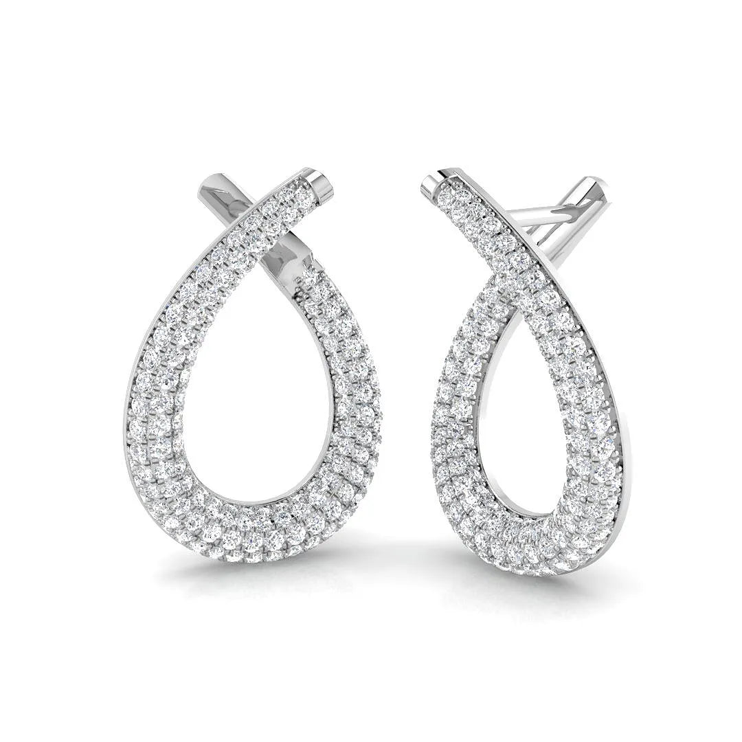 1.00ct Diamond Drop Earrings in 18K White Gold | Natural & Lab-Grown Diamonds | Teardrop Design