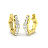 Natural & Lab-Grown Round Cut Diamond Geometric Hexagonal Design Hoop Earrings - 0.25 Carat