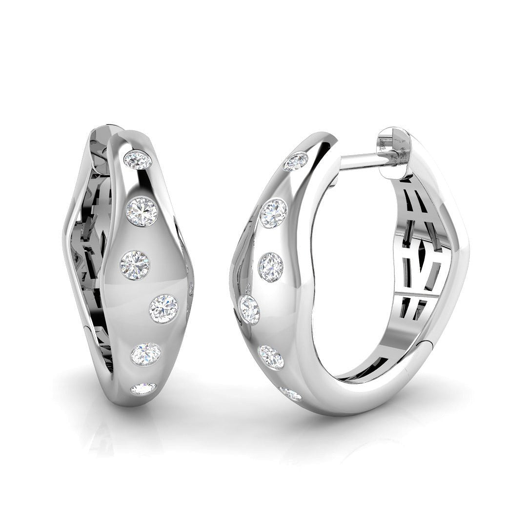 Natural & Lab-Grown Diamond Round Cut Bezel Setting Hoop Earrings | 0.20Ct Total