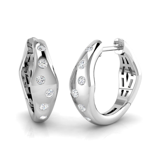 Natural & Lab-Grown Diamond Round Cut Bezel Setting Hoop Earrings | 0.20Ct Total