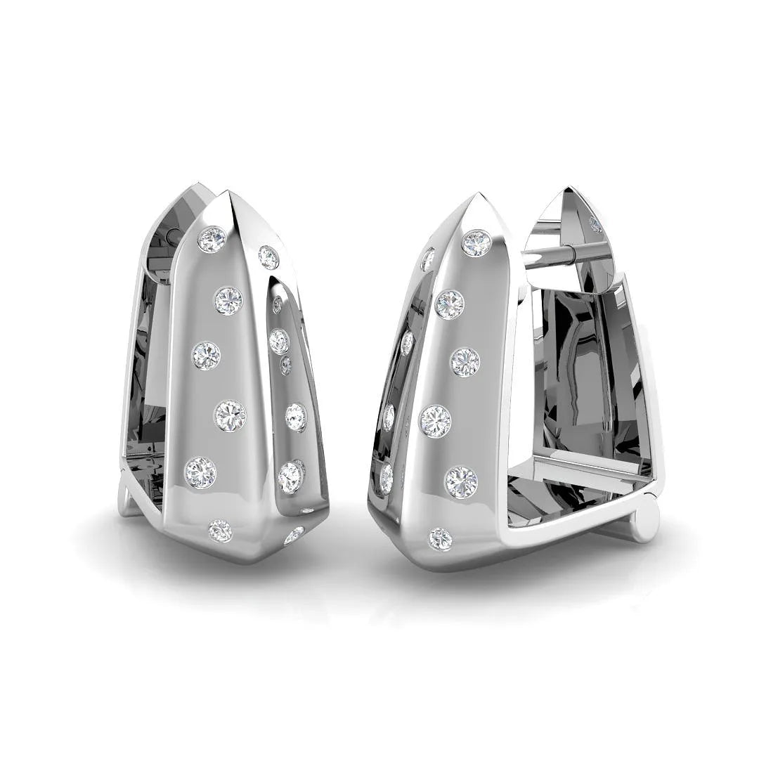 Natural & Lab-Grown Diamond Round Cut Flush Setting Hoop Earrings | 0.20Ct Total