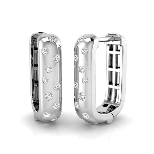 Natural & Lab-Grown Diamond Round Cut Flush Setting Hoop Earrings | 0.25Ct Total