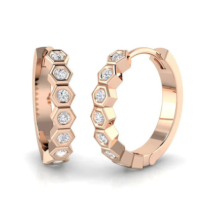 Natural & Lab Grown Round Cut Diamond Hoop Earring | Hinged Hoop Closure | UK Hallmarked