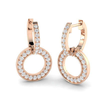 0.60 Ct Natural & Lab-Grown Round Cut Diamond Drop Earrings | Pavé Set