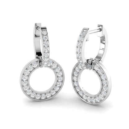 0.60 Ct Natural & Lab-Grown Round Cut Diamond Drop Earrings | Pavé Set